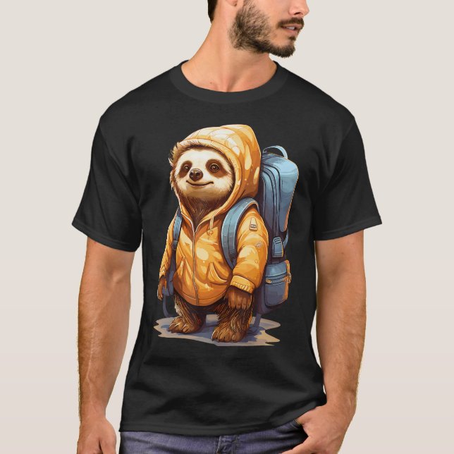 Hiking Sloth Landscape T Shirt (Framsida)