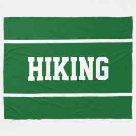HIKING Sporty White Text Stripes On Forest Green Fleecefilt