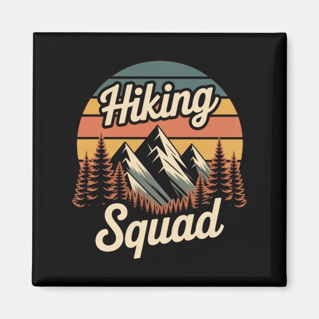 Hiking Squad Retro Mountain Camng Hiking Trip Magnet (Framsidan)