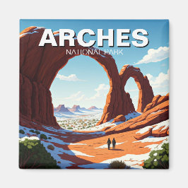 Hiking Winter vid Moab Utah Arches nationalpark Magnet
