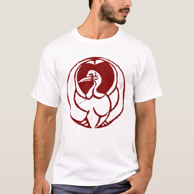 Hikosaburo Yakusha Mon - Tsura Crane Kabuki Mon T Shirt (Framsida)