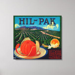 Hil Pak orange LabelLindsay, CA Canvastryck