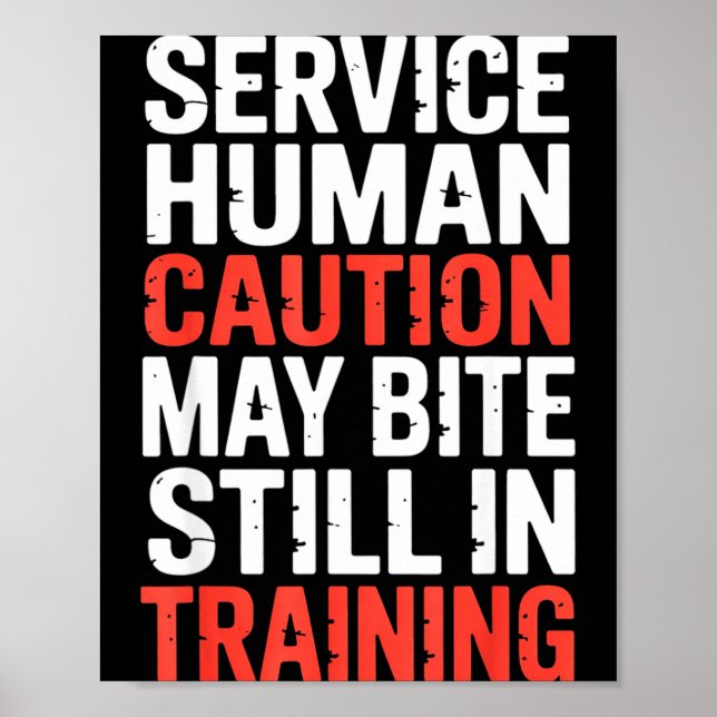 Hilarious Caution Service Human Bite Training Stil Poster (Framsidan)