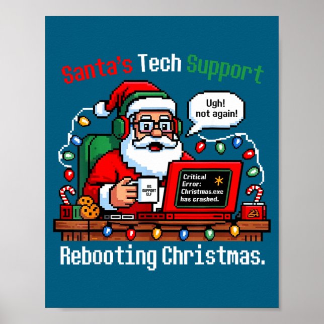 Hilarious Santa s Support Tech Rebooting IT Comput Poster (Framsidan)