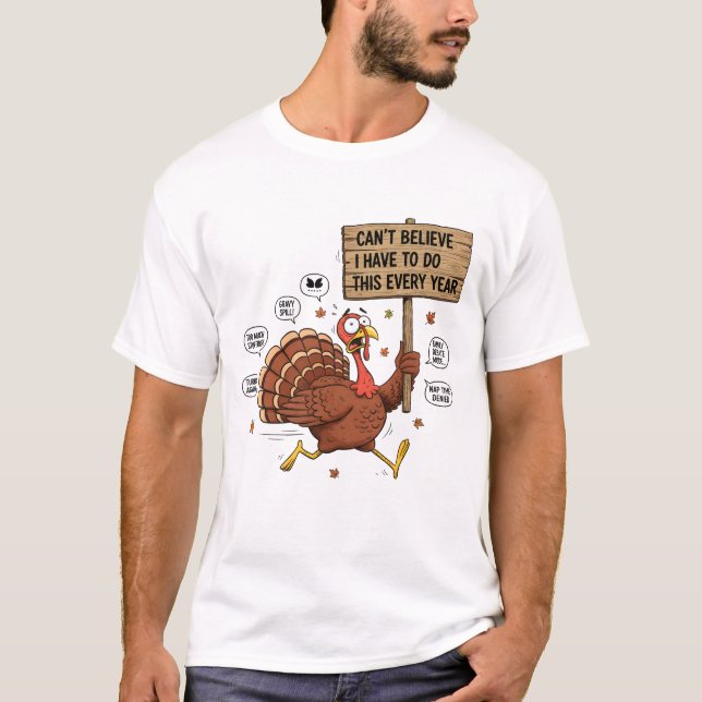 Hilarious Thanksgiving Stress Cartoon T Shirt (Framsida)