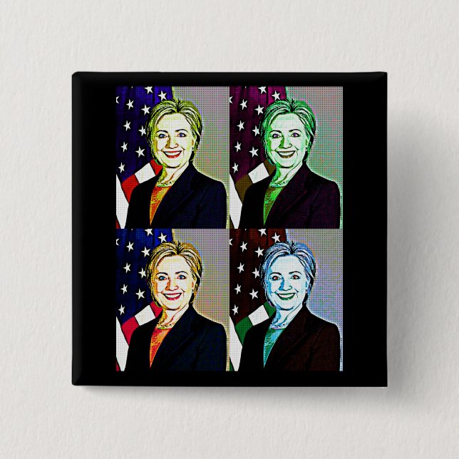 Hilary Clinton Memorabilia Digital Art Button Knapp (Framsida)