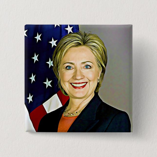 Hilary Clinton Memorabilia Digital Art Button Knapp (Framsida)