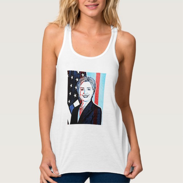 Hilary Clinton Memorabilia Digital Art Shirt Linne Med Racerback (Framsida)