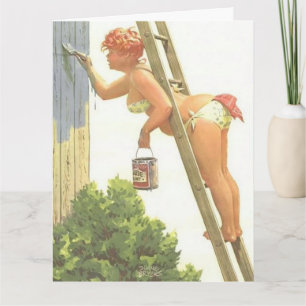 HILDA CURVY BIG BOTTOMED PÅ LADDER GREETCARDS KORT