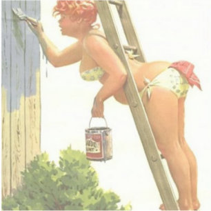 HILDA CURVY BIKINI PÅ LADDER BIG DECAL STICKER KLISTERMÄRKEN