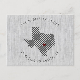 Hill Country Grå Linne och Hjärta Texas Flytt Meddelande Vykort