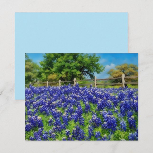 Hill Country Texas Bluebonnet Anteckningskort Set (Fram/baksida)