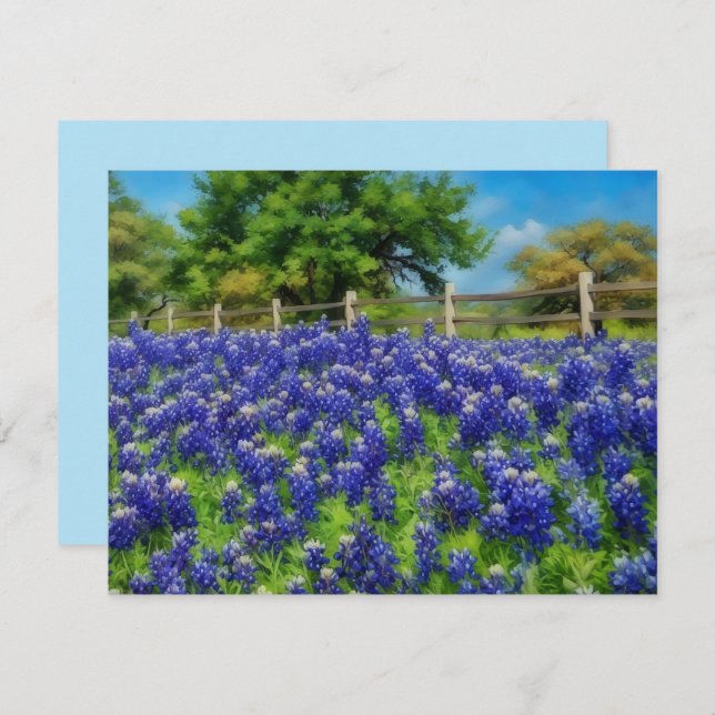 Hill Country Texas Bluebonnet Note Card Set Anteckningskort (Fram/baksida)