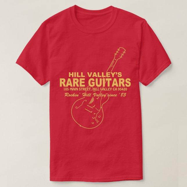Hill Valley Rare Guitars Rockin Since 85 Gibby T Shirt (Design framsida)