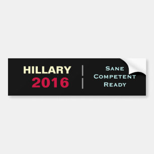 HILLARY 2016 förnuftiga kompetenta klara bildekal