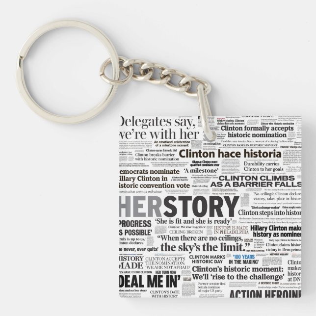 Hillary 2016 historiska rubrik Keychain (Framsidan)