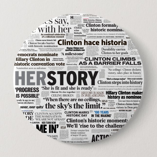 Hillary 2016 historiska rubrik knäppas knapp (Framsida)