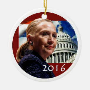 Hillary 2016 julgransprydnad keramik
