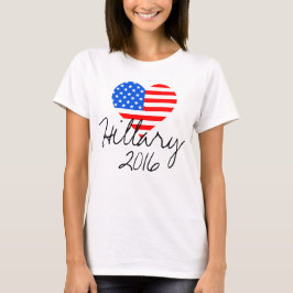 Hillary 2016: Kvinna för amerikanhjärtaflagga Tee Shirt