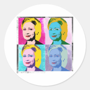 hillary 2016 popkonst - - runt klistermärke