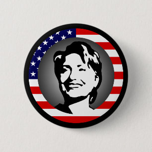 hillary clinton 08. oss flagga knapp
