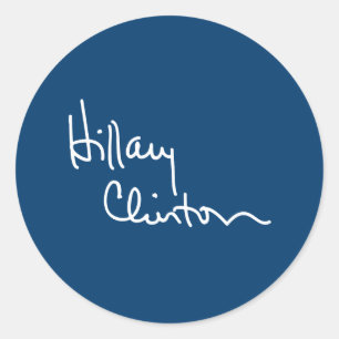 Hillary Clinton Autograph (vit) -.png Runt Klistermärke