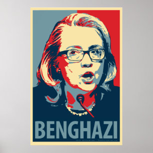 Hillary Clinton "Benghazi" Obama parodiaffisch Poster