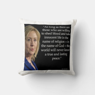 Hillary Clinton & Blood/Peace Quote Kuddöverkastar Kudde