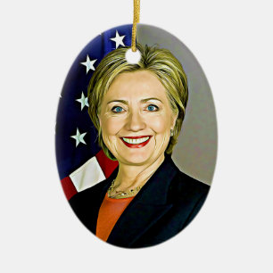 Hillary Clinton Digital Pop Art julprydnad Julgransprydnad Keramik