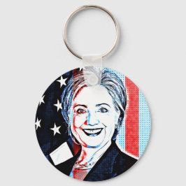 Hillary Clinton Digital Pop Art Nyckelring