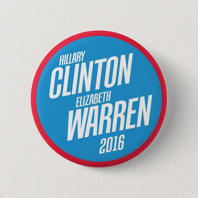 Hillary Clinton - Elizabeth Warren 2016 knäppas Knapp (Framsida)