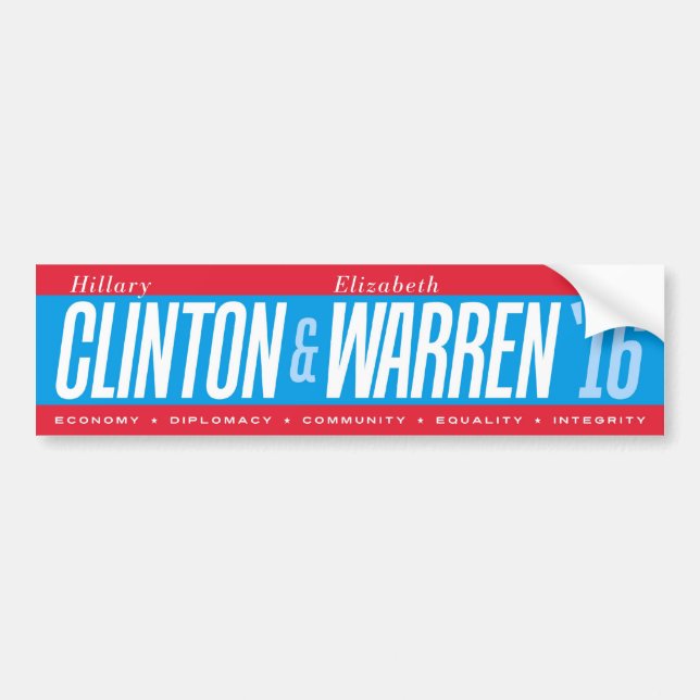 Hillary Clinton - Elizabeth Warren bildekal (Framsidan)