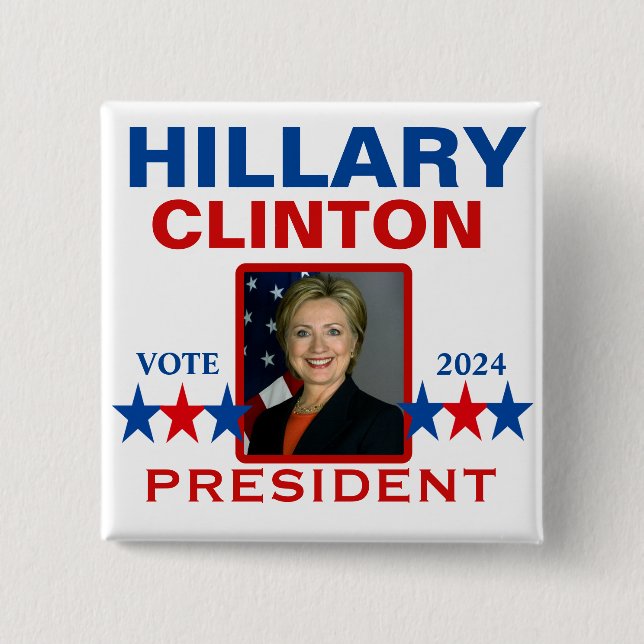 Hillary Clinton för president 2024 Pinback Button Knapp (Framsida)