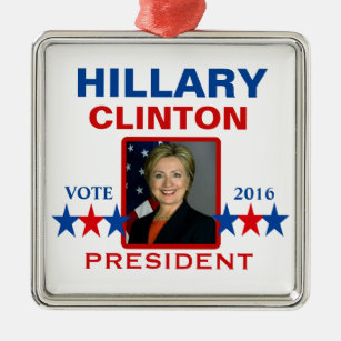Hillary Clinton för presidenten 2016 Julgransprydnad Metall