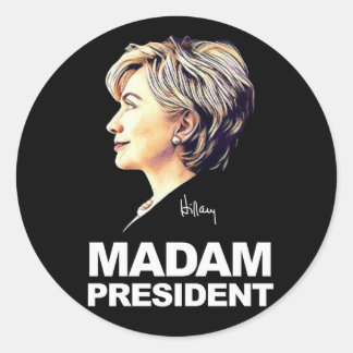 Hillary Clinton "Fru President" Sticker Runt Klistermärke