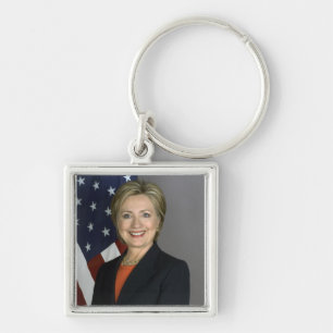 Hillary Clinton Fyrkantig Silverfärgad Nyckelring