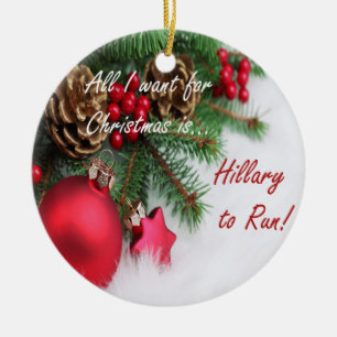 Hillary Clinton helgdagprydnad Julgransprydnad Keramik