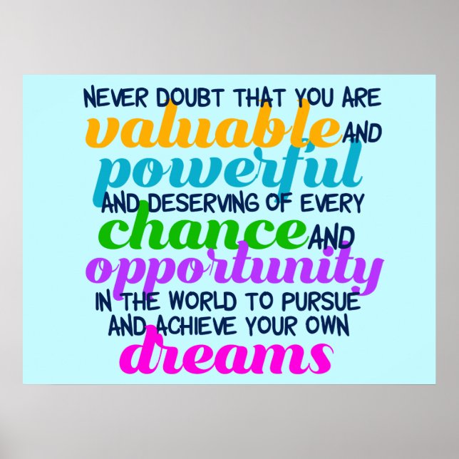 Hillary Clinton inspirational Dreams Quote Poster (Framsidan)