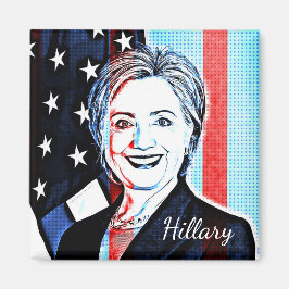 Hillary Clinton Porträtt Pop Art Magnet