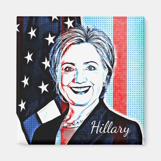Hillary Clinton Porträtt Pop Art Magnet (Framsidan)