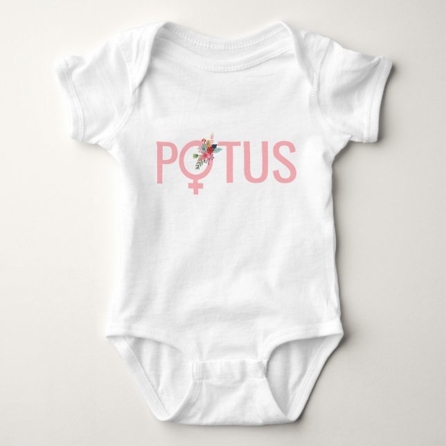 Hillary Clinton POTUS Baby| Feminist Baby T-shirt (Framsida)