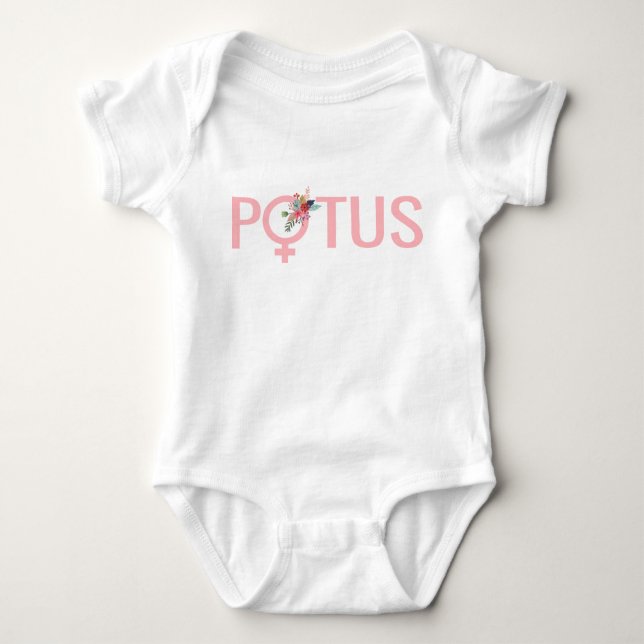 Hillary Clinton POTUS Baby| Feminist Baby Tröja (Framsida)