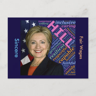 Hillary Clinton Pres, Flagga & Caring Ord vykort
