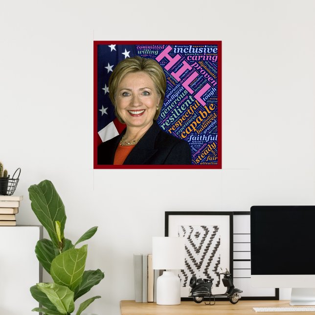 Hillary Clinton Pres, Flagga & Omsorgsfulla Ord Af Poster (Hemmakontoret)