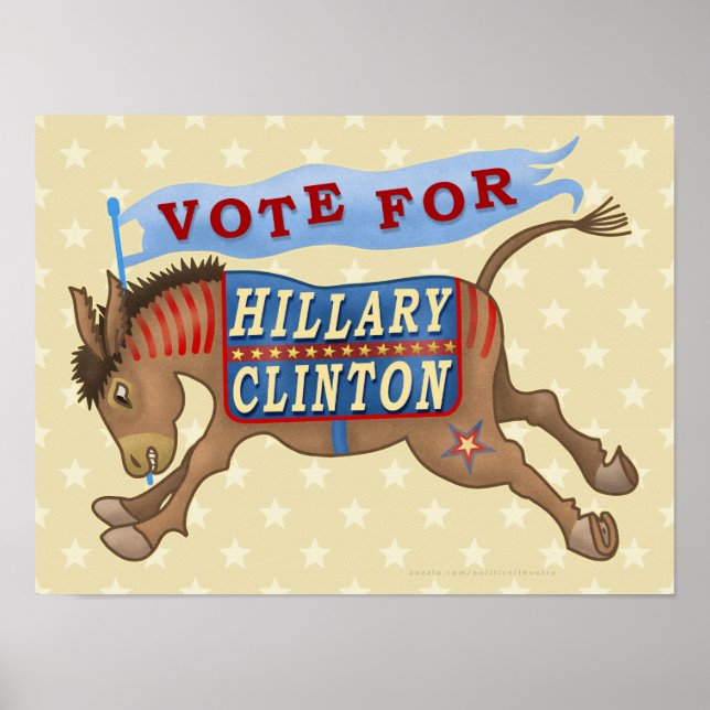 Hillary Clinton President 2016 Democrat Donkey Poster (Framsidan)
