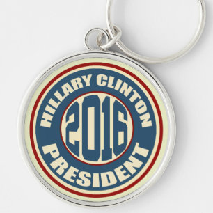 Hillary Clinton president 2016 Rund Silverfärgad Nyckelring