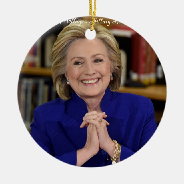 Hillary Clinton tar en bygift Julgransprydnad Keramik (Framsidan)