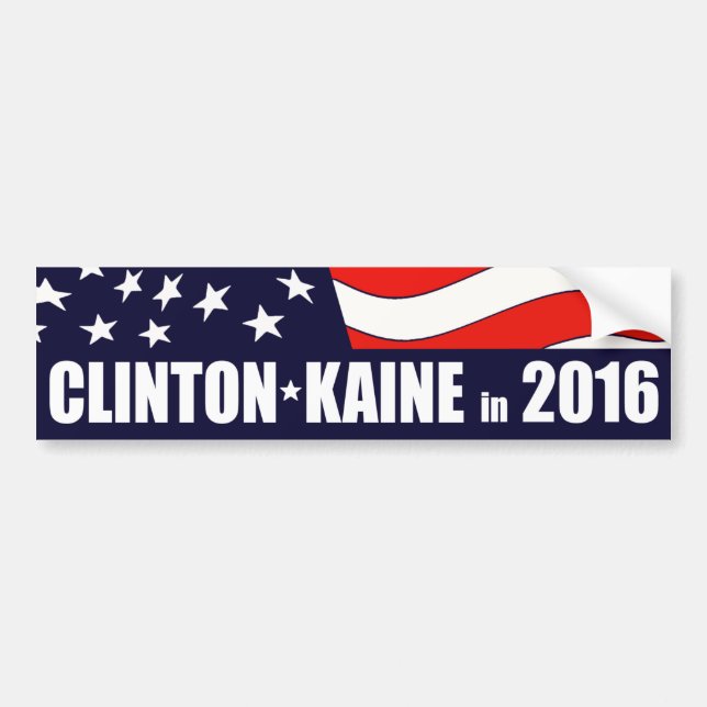 Hillary Clinton Tim Kaine 2016 American Flagga Bildekal (Framsidan)
