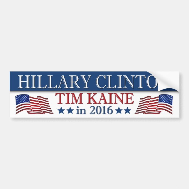Hillary Clinton Tim Kaine 2016 Patriotic Bildekal (Framsidan)