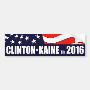 Hillary Clinton Tim Kaine amerikanska flaggan 2016 Bildekal